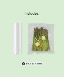 FoodSaver Vacuum Sealer Bags, Rolls for Custom Fit Airtight Food Storage and Sous Vide, 8" x 20' (Pack of 3) 3 rolls (Pack of 1) 3-Pack Seal Roll 15 71fu8NmMTJL