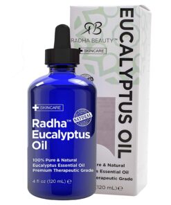 Radha Beauty Eucalyptus Essential Oil 4 oz - 100% Pure & Therapeutic Grade, Steam Distilled for Aromatherapy, Relaxation, Shower, Sauna, Bath, Steam Room and other DIY Projects. 4 Fl Oz (Pack of 1) 27 71fuBFlvubS