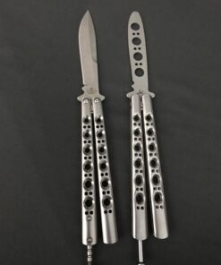 VORNNEX Practice Butterfly Knife Trainer,Full Stainless Steel Unsharpened 100% Safe Dull Balisong Knives Trainer Butterfly Comb for Training(Silver) 27 71fuBeYaOcL