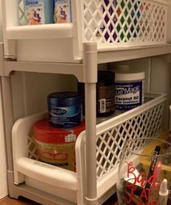 Ideaworks Two-tier Under Sink Sliding Shelf, White, standard, (TV7465) 19 71furJk5waL