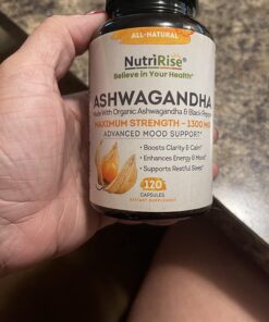 NutriRise Organic Ashwagandha Root Capsules with Black Pepper, 1300mg, Natural Stress & Mood, Thyroid, and Immune Support Supplement, Nootropic for Focus & Energy, Gluten Free, 120 Count 28 71fvovcKCqL 1