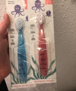 RADIUS Totz Toothbrush Extra Soft Brush BPA Free & ADA Accepted Designed for Delicate Teeth & Gums for Children 18 Months & Up - Blue Coral Yellow - Pack of 3 3 Count (Pack of 1) Blue/Coral/Yellow 29 71fwXRZ4c8L