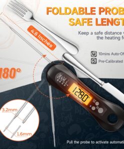 Meat Thermometer Digital, Meat Thermometers for Grilling and Cooking, Waterproof Instant Read Food Thermometer with Accurate Readings, Large LED Backlit Display and Foldable Probe for Kitchen & BBQ Black 27 71fwxFk7vvL
