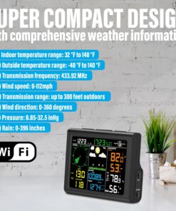 Sainlogic Professional WiFi Weather Station with Outdoor Sensor, Internet Wireless Weather Station with Rain Gauge, Weather Forecast, Wind Gauge, Wunderground, Black 39 71fx2QDeD1L