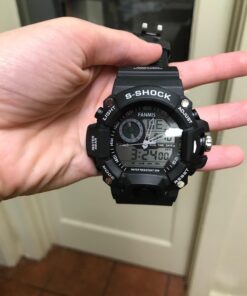 FANMIS Mens Analog Digital Dual Display Sports Watches Military Multifunctional 50M Waterproof LED Watch with Alarm Stopwatch Backlight 12H/24H Outdoor Running Swimming Black 37 71fxj95YfL