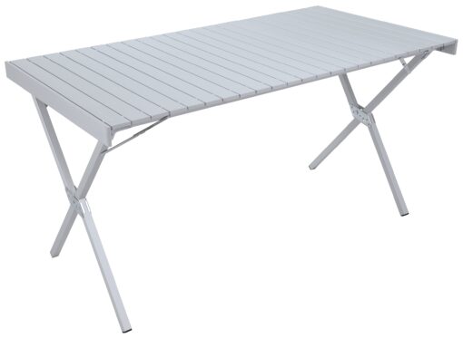 ALPS Mountaineering Folding Camping Table with Smooth Easy-to-Clean Roll Top and Sturdy and Lightweight Aluminum X Frame, Shoulder Carry Bag, 3 Sizes Silver X-Large