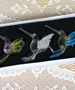 Alternative view of Hummingbird Christmas Ornaments with Glitter Accents - Set of 3 - Handblown XmasOrnaments - Holiday Decorations Gift for Bird Lover