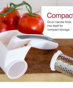 Zyliss Professional Cheese Grater, NSF Certified - Rotary Cheese Grater - Handheld Cheese Grater with Handle - Vegetable, Chocolate, Hard Cheese & Nut Grater - White Restaurant Cheese Grater 28 71fyK rZWL