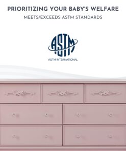 Evolur Aurora Dresser, 54x20.3x34 Inch (Pack of 1), Dusty Rose Evolur Aurora 7 Drawer Double Dresser 19 71fygCIDpuL