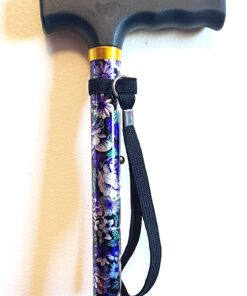 LIXIANG Walking Cane, 5-Level Folding Walking Cane for Men Women Lightweight Adjustable Portable Hand Walking Stick - Balancing Mobility Aid - Sleek Comfortable T Handles (APurple Floral Printing) Violet Print 33 71fz87sgIxL