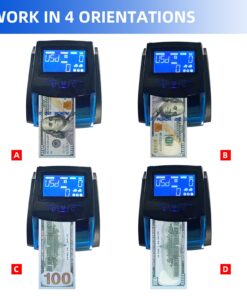 Xindabill HL-520B Counterfeit Money Detector Machine Portable Rechargeable Automatic 4 Way Direction USD & EUR Bill Checker with Ultraviolet, Magnetic and Infrared Fake Detection (Black) Black 10 71fzBSNIrDL