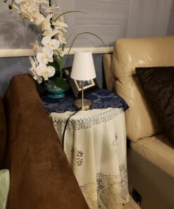 Simple Designs LT2013-WHT Mini Basic Sand Nickel Table Lamp with Fabric Shade, White 25 71fzF2icBnL