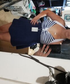 COCOSHIP Vintage Sailor Pin Up Swimsuit Retro One Piece Skirtini Cover Up Swimdress(FBA) Large Navywhite(fast Ship) 37 71fzm228WL