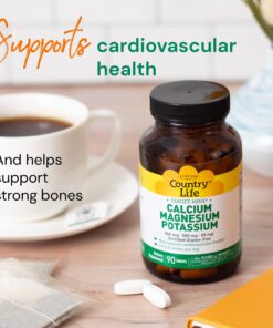 Country Life, Target-Mins Calcium Magnesium Potassium, Supports Heart Health, Daily Supplement, 180 ct 180 Count (Pack of 1) 14 71g Mt5eGPL