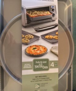 Farberware Bakeware Steel Nonstick Toaster Oven Pan Set, 4-Piece Baking Set, Gray Baking Sheet Set II 57 71g U5gtJyL