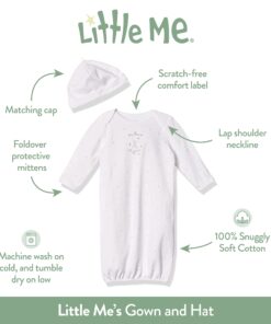 Alternative view of Little Me Girls' 2-Piece Gown & Hat Set 0-3 Months Vintage Rose