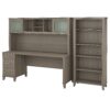 Bush Furniture Somerset 72W Office Desk with Hutch and 5 Shelf Bookcase in Ash Gray