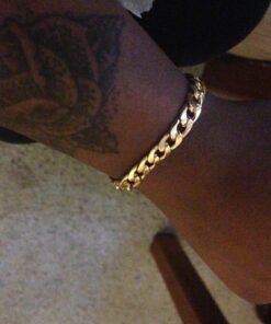 U7 Link Bracelets for Men, Stainless Steel/Black/Gold Plated Cuban Link Chain Bracelets, Unisex Chunky Bracelets, Xmas Fathers Day Jewelry for Him 03.Cuban link-7mm-gold 8.2 Inches 27 71g3TTMtlL