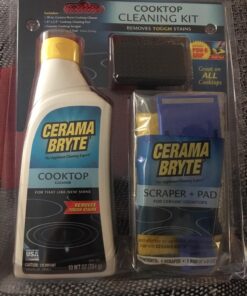 Cerama Bryte Combo Kit POW-R Grip, Scraper, Pad & Removes Tough Stains Cooktop and Stove Top Cleaner for Glass - Ceramic Surfaces, 10 Ounces, 4 Piece 62 71g3zkUPH5L