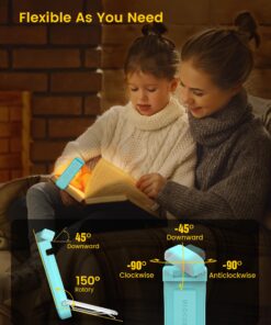 Glocusent USB Rechargeable Book Light for Reading in Bed, Portable Clip-on LED Reading Light, 3 Amber Colors & 5 Brightness Dimmable, Compact & Long Lasting, Perfect for Book Lovers, Kids Blue 40 71g41p Nf1L