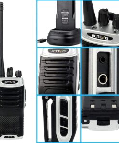 Retevis RT7 Walkie Talkies for Adults Rechargeable 16CH Hand Free Emergency Long Range Two Way Radio with Earpieces(Silver Black,5 Pack) with original G shape earpiece 23 71g4JKLQBS