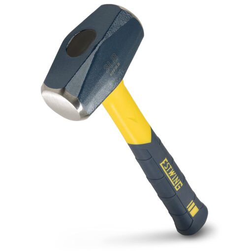 ESTWING Sure Strike Drilling/Crack Hammer - 3-Pound Sledge with Fiberglass Handle & No-Slip Cushion Grip - MRF3LB,Blue/Yellow 3 lbs (Pounds)