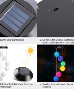 AceList Color Changing Solar Power Wind Chime Crystal Ball Wind Chime Wind Mobile Portable Waterproof Outdoor Windchime Light for Patio Yard Garden Home C-crystal Ball 21 71g6fUTnx5S