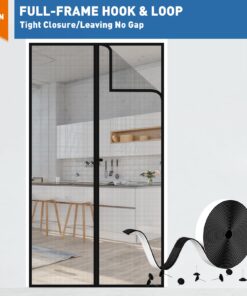 MAGZO Magnetic Screen Door Fit Door Size 38 x 99 Inch, Screen Size 40" x 100" Fiberglass Mesh Curtain Middle Opening Screen with Full Frame Hook&Loop-Gray Grey 21 71g6iWZ3jkL