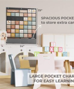 The Ultimate Classroom Calendar Pocket Chart for Kids - Simplified Calendar with Educational Cards for Easy Learning - Fun Boho Classroom/Teacher Must Have Supplies That Fits Nicely w/Any School Decor Calendar for Kids 26 71g7Jupgo1L