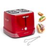 Nostalgia 4 Slot Hot Dog and Bun Toaster with Mini Tongs, Hot Dog Toaster Works with Chicken, Turkey, Veggie Links, Sausages and Brats, Metallic Red Hot Dog Toaster Red 4 Slot 59 71g7dwAaL8L