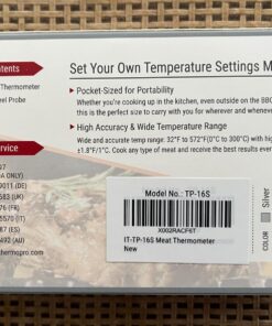 ThermoPro TP16S Digital LCD Meat Thermometer for Cooking and Grilling, BBQ Food Thermometer with Backlight and Kitchen Timer, Grill Temperature Probe Thermometer for Smoker, Barbecue, Oven, Cookware Light Silver 48 71g8OcDpH3L