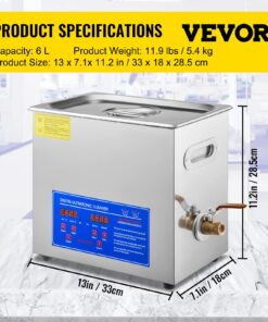VEVOR Commercial Ultrasonic Cleaner 6L Professional Ultrasonic Cleaner 40kHz with Digital Timer&Heater 110V Excellent Cleaning Machine for Watch Instruments Industrial Parts Excellent Cleaner Solution 49 71g8sQOLwGL 1