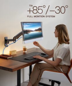 HUANUO Ultrawide Monitor Wall Mount for up to 34 35 inch Flat Curved Screens, Single Wall Mount Monitor Arm Holds 26lbs Max, Height Adjustable Full Motion Gas Spring Vesa Mount, Max 200x200mm, HNWSS4 34 71g9bD9JXxL