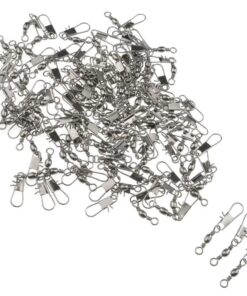 DE 100pcs Barrel Swivel with Safety Snap Connector Solid Rings Fishing 1# 6 71gAI6jIapL