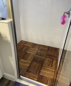 Bare Decor EZ-Floor Interlocking Flooring Tiles in Solid Teak Wood Oiled Finish (Set of 10), Long 9 Slat 10 sq ft 41 71gALhGy5OL