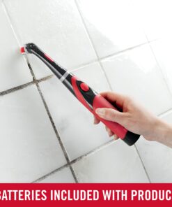 Rubbermaid Reveal Cordless Battery Power Scrubber, Gray/Red, Multi-Purpose Scrub Brush Cleaner for Grout/Tile/Bathroom/Shower/Bathtub, Water Resistant, Lightweight, Ergonomic Grip (1839685) 37 71gAu 1yi4L