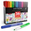 Arteza Dry Erase Markers Fine Tip, Bulk Pack of 36 Low Odor Dry Erase Pens in 12 Assorted Colors, Homeschool Supplies Whiteboard Markers, Office and Back to School Supplies for Teachers 7 71gBPyQksQL