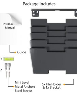 Wallniture Lisbon Metal Wall File Holder Organizer, 5-Tier File Folders Letter Size Magazine Holder and Office Decor, Gray 14 71gBkmfeJL