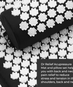 Dr Relief Acupressure Mat 28" x 17" - Shiatsu Intervention Mat & Pillow Gift Set - Quick Back & Neck Pain Relief for Men & Women, Cushion for Sciatica, Trigger Point Therapy, Stress Relief Black/White Spikes 20 71gByD5V9SL