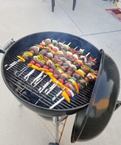 BearMoo Kabob Skewers 17" Stainless Steel BBQ Barbecue Skewers 7/20" Flat Metal Grilling Skewers Set, Reusable BBQ Sticks (Set of 12 +1 X Handy Storage) 12pcs 31 71gCOfItpWL