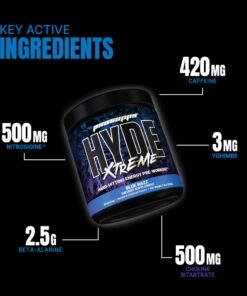 PROSUPPS® Mr. Hyde® Xtreme Pre-Workout Powder Energy Drink - Intense Sustained Energy, Pumps & Focus with Beta Alanine, Creatine & Nitrosigine, (30 Servings, Blue Razz Blitz) 18 71gDBrtueWL
