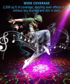 Alternative view of SUNY Stage Party Lights Music Show DJ 128 Combinations Christmas DJ Projector Indoor 5 Lens 3 Color RGB Decoration Light Blue LED Remote Control Stage Lighting Sound Activated Party House Xmas Gifts