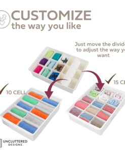 Uncluttered Designs Adjustable Drawer Dividers — Customizable Organization for Utility & Junk Drawers — Storage Solution for Kitchen and Office (White, 3 Pack) White 3pack 25 71gDNY2LEkL