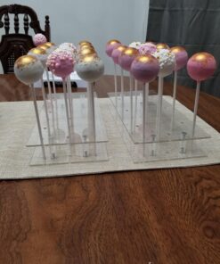 MENGCORE 21 Hole Acrylic Cake Pop Lollipop Clear Pink Display Stand Server Decoration Display Stand Holder Base Shelf (21 Hole) 26 71gDdQxtr1L