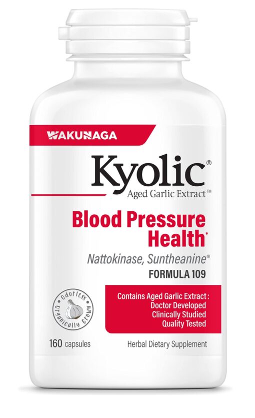 Kyolic Aged Garlic Extract Formula 109, Blood Pressure Health, 160 Capsules 160 Count (Pack of 1)