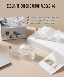 Alternative view of 2-Piece Acrylic Tape Dispenser Desk Set - Durable, Stylish, and Versatile for Home, Office, or School - Fits Standard, Large, and Extra Large Tape Rolls - Desktop Convenience for Easy Organizing transparent