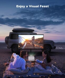 Projector with WiFi and Bluetooth, Wielio Native 1080P 12000L Outdoor Portable Mini Video Movie Projector, Proyector Compatible with iOS/Android/TV Stick/HDMI/USB/AV for Home Theater 12000 Lumens White 10 71gG2tZOWaL