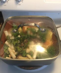 Gotham Steel Nonstick Square Deep Frying Pan, 9.5” Large Cooking Pan with Ceramic Nonstick Coating, 4 Pc Titanium Ceramic with Lid, Basket & Steamer Tray, Dishwasher Safe 50 71gGb3yTATL