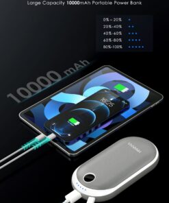 Hand Warmers Rechargeable, 10000mAh Electric Hand Warmer Power Bank with 15Hrs Warming Time Double-Sided Heating USB Quick Charge Portable Pocket Hand Warmer for Outdoor Sports Warm Gifts Gray 13 71gGgUrSLqL