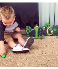 Happy St. Patrick's Wooden Screen Sign - hinged, Wood and Hand Painted - Shamrocks, Leprechauns, and Rainbows - St. Patrick's Day Tabletop Home Decor 19 71gHWzM2fVL